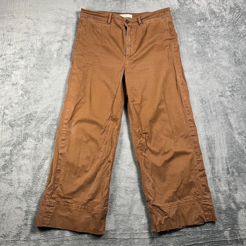 Everlane Ankle Pants Womens 8 Brown Wide Leg High Rise Coin Pockets Flat Front